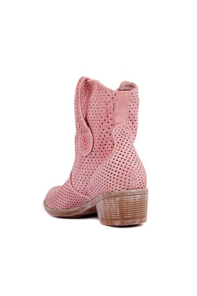 SailLakers - Ροζ δερμάτινες γυναικείες καλοκαιρινές μπότες χωρίς φερμουάρ 105-2596-VENUS