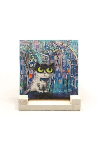 Sadrazam Istanbul Cat Printed Natural Stone Tabletop