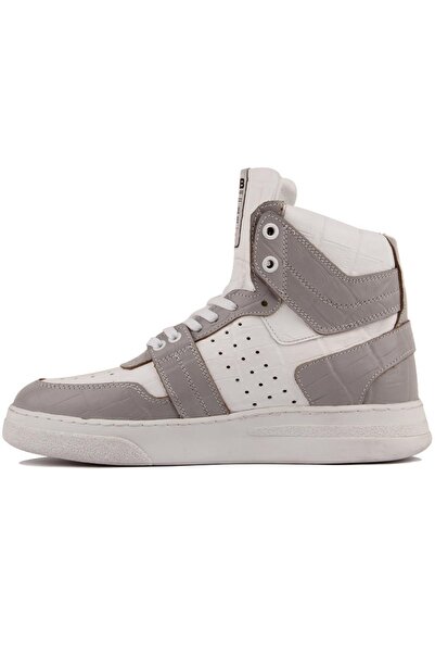 SailLakers - Gray, White Leather Lace-Up Men's Sneaker 1507010-Skyhgz