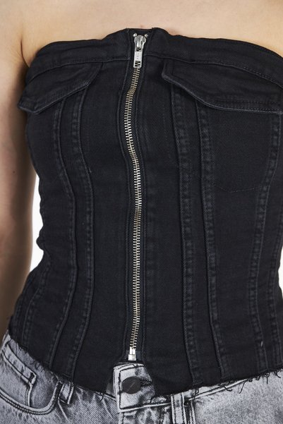 CRC JEANS Noua colecție Crop cu fermoar și detaliu din cauciuc pe spate