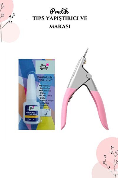 FREELADY Protez Tırnak Tips Makası & 10gr. Yapıştırıcı Set