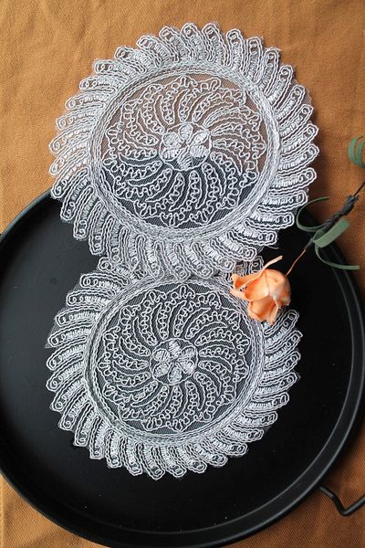Emtory Home 6 bucăți Anthemis Chia Silver Coaster și șervețel de cocktail