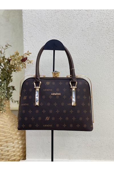 Armine 339 Stone Lock Detailed Both Hand and Shoulder Bag Women