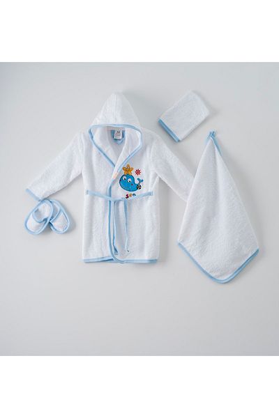 instababyrooms Cute 4-Piece Fish Box Bathrobe Set