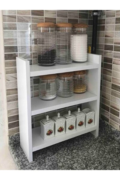 yamandekorasyon Modern Beyaz Tezgah Üstü Mutfak Baharatlık Rafı