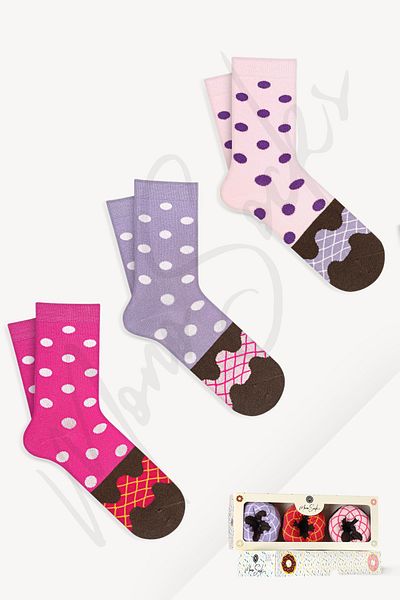 Mono Socks Γυναικείες κάλτσες ντόνατ 3 τεμαχίων σε χρώμα κανέλας