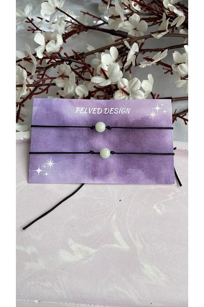 PelvedDesign Phosphor Stone Glow-in-the-Dark Natural Stone Couple Friendship Bracelet