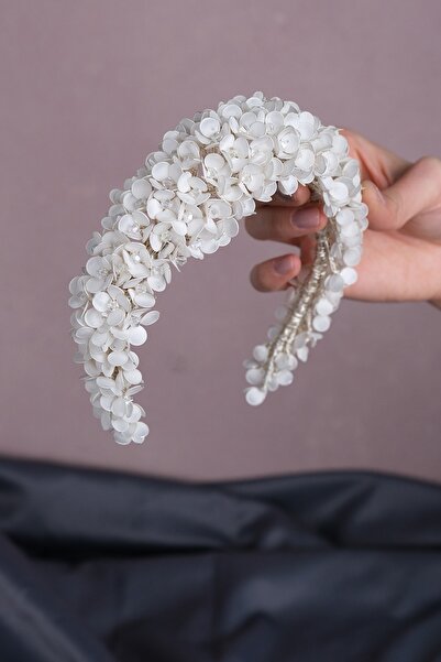 GELD Coroana de henna pentru mireasa zână cu motiv floral alb emailat, specia...