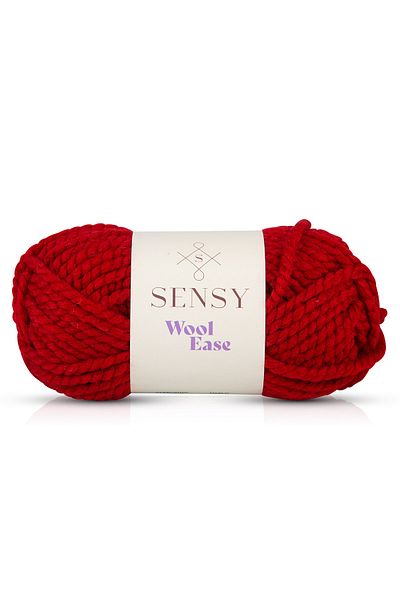 SENSY وشاح من الصوف الفاخر سهل الحياكة اليدوية، قبعة صغيرة، خيط المعطف، خيط سترة، أحمر