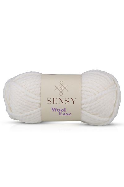 SENSY Premium Wool Ease Hand Knitting Thread Scarf Beanie Hat Thread Poncho Thread Cardigan Thread White