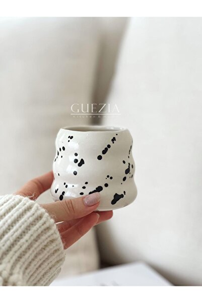 GUEZIA Seramik Dalmaçya Kupa | El Yapımı Seramik Dalmaçya Kupa | 230 Ml | 1 Adet