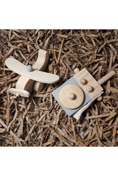 aswood Wooden Montessori Baby Wireless + Baby Airplane Toy Set,waldorf Toy, Children's Toy +2 Years