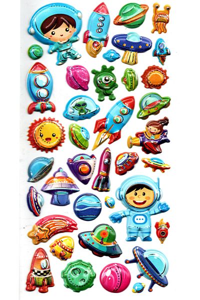 Limmy Autocolant cu model spațiu și astronaut 17x9 cm Etichetă planificator în relief - Limlra-025