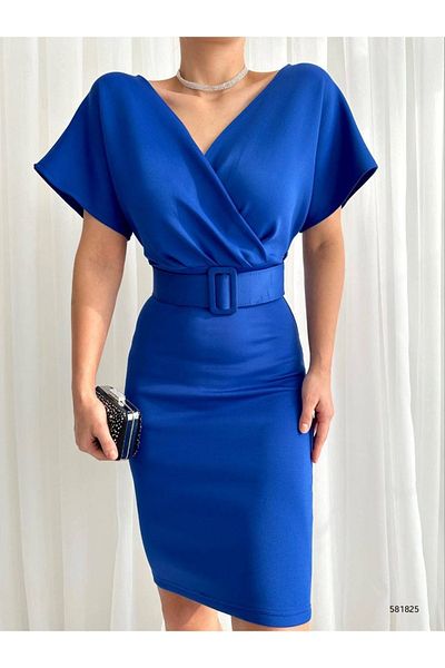 rengamoda Rochie legendară pentru femei, albastră, cu centură din material textil