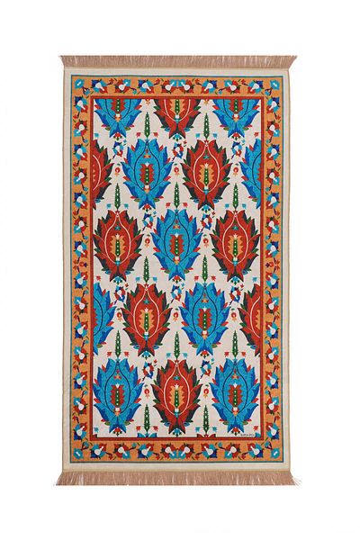 Bursa İpek Ecru Velvet Rug Prayer Rug