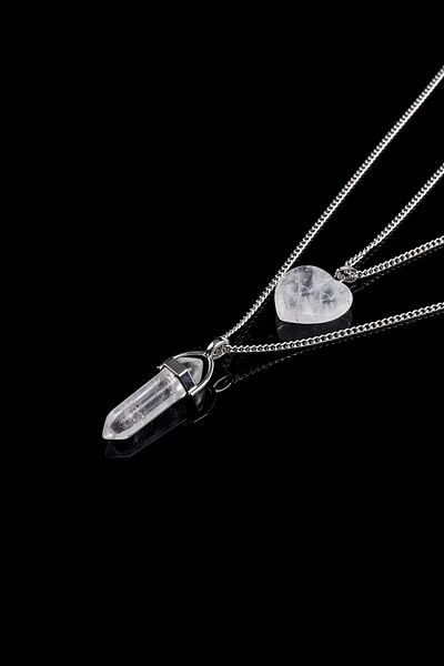 Moonstar Jewelry Crystal Quartz Heart And Nails Cut Necklace Set