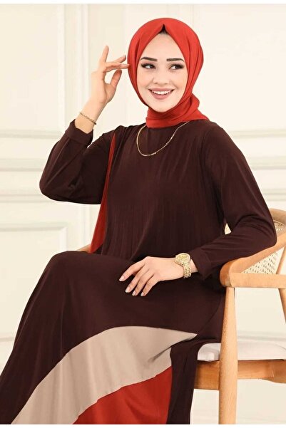 MODAMÜNASİP Υπέροχο φόρεμα Sandy ριγέ με αυτοπλισέ