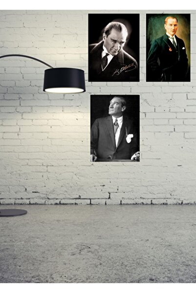 gifttime Ξύλινη ρετρό vintage αφίσα Mustafa Kemal Atatürk - Σετ 3