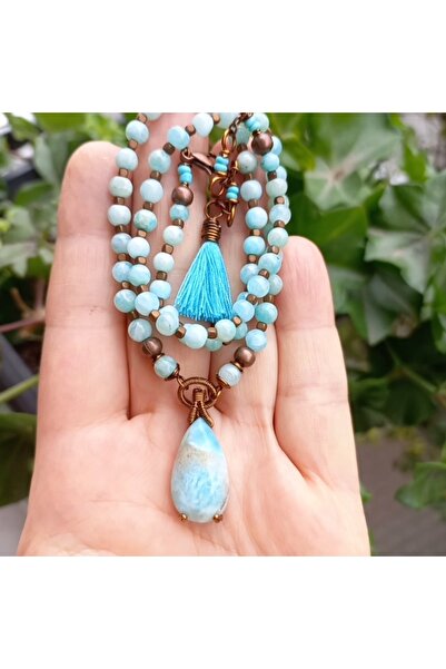 Sibelce Larimar-amazonit El Yapımı Kolye