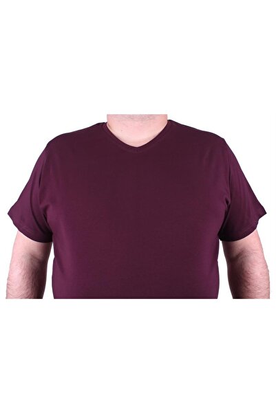MocGrande Men's Large Size Lycra Basic V-Neck T-Shirt 11170 Murdum