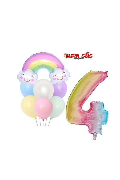 MFM Set de baloane din folie colorate pentru petrecerea de 4 ani