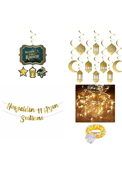 Masalsı Concept Ramazan Süsleri 11 Ayın Sultanı Yazılı Banner 10lu Tavan Sark...