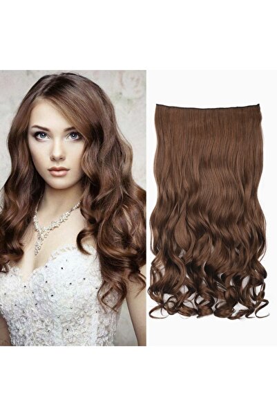 AKOLİFE Karamel Yarım Ay Çıt Çıt Saç - Isıya Dayanıklı Doğal Görünümlü Dalgal...