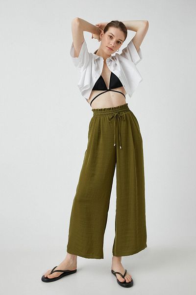 Koton Wide Leg Trousers with Tie Waist
