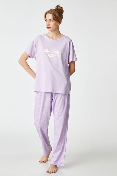 Koton Pyjama - Lila - Mit Slogan