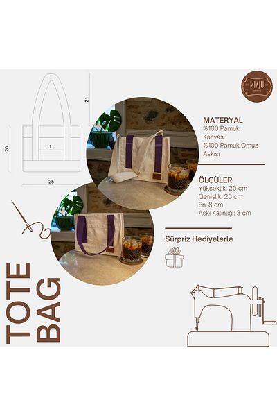Miaju Canvas Mini Tote Bag with Strap, High Quality Cotton Canvas Shoulder Bag, Casual Mini Bag