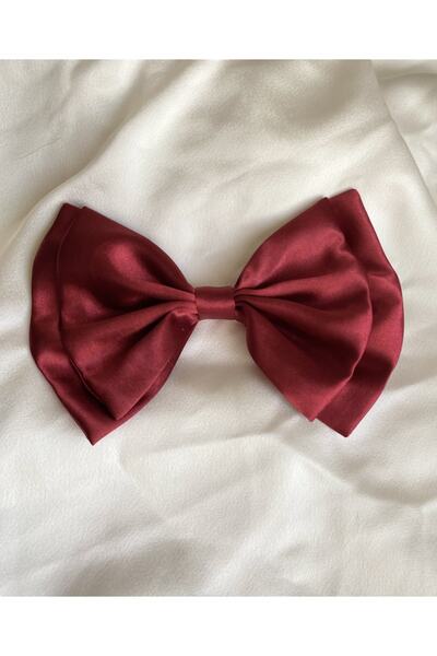 quella atelier Burgundy Satin Big Bow Henna Buckle Automatic