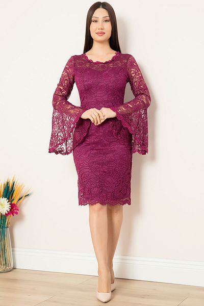 PULLIMM Rochie de seară scurtă din dantelă cu mâneci 13034