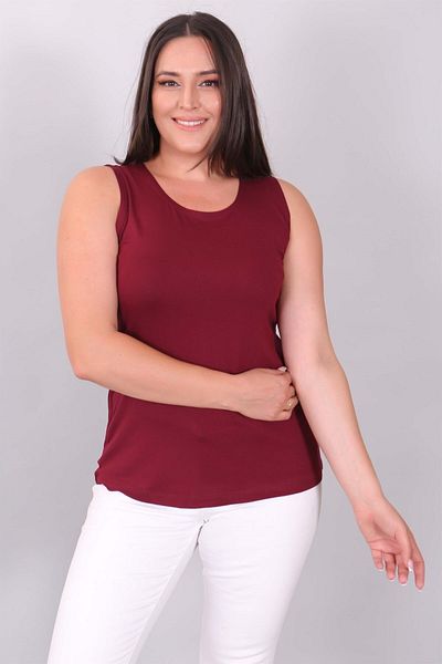 SERTUĞ Wide Strap Basic Claret Red Blouse