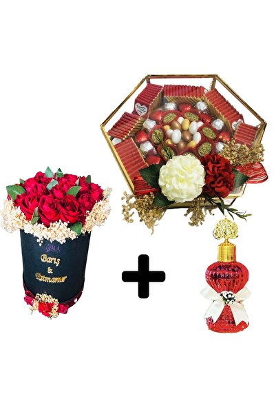 Bolçi Kız Isteme Seti (altıen Kutu,silindir Isteme Çiçeği Kadife,özel Gül Kol...