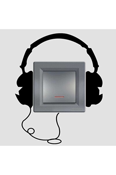 Genel Markalar Kulaklık Şeklinde Ince Kesim Tasarım Priz Sticker Duvar Dekora...