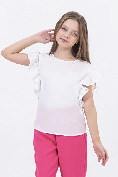 Dmb Bluză pentru fete adolescente cu mâneci cu volane 9-14 ani