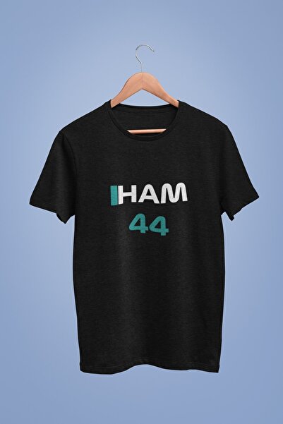 Adrift Tricou negru supradimensionat Sir Lewis Hamilton Ham 44 - Proiectat