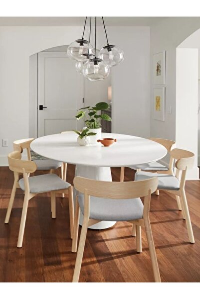 Evka Woven Beyaz Yemek Masası Beyaz Lake, Mutfak Masası