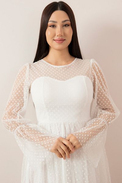 PULLIMM Rochie de seară midi cu mâneci cu volan 13345