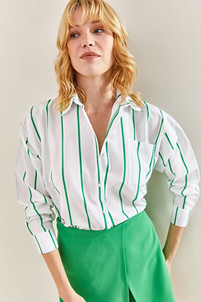 Bianco Lucci Női egyzsebű csíkos túlméretes ing