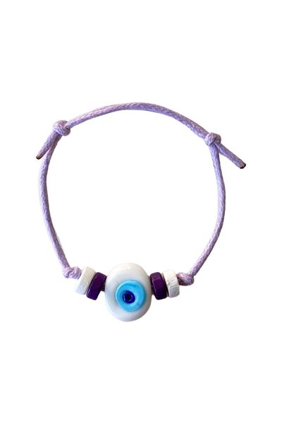 TAKI BY EKİN Dark Blue Glass Evil Eye Beaded, Wooden Beaded Baby/Child/Adult Bracelet