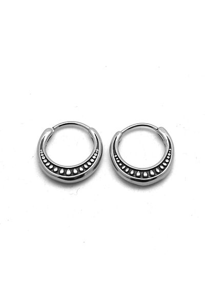 Viking Dotted Classic Design Thin Hoop Snap 316l Steel Men's Earrings