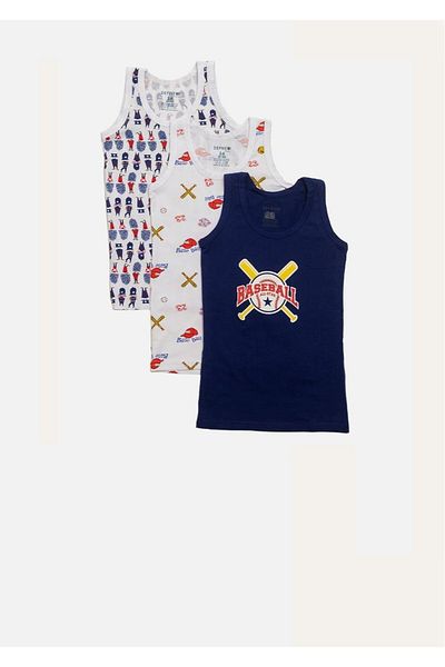 ÇamaşırcımShop Baseball Printed Lycra Combed Cotton Set of 3 Boys' Athlete