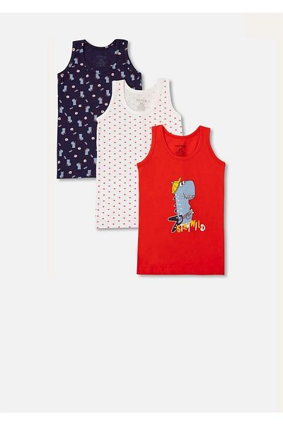 ÇamaşırcımShop Guitarist Dinosaur Pattern Printed Assortment Set of 3 Combed Cotton Elastane Boys' Athlete