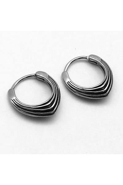 Viking Striped Modern Design Drop Model Snap Ring Biker 316l Steel Men's Earrings
