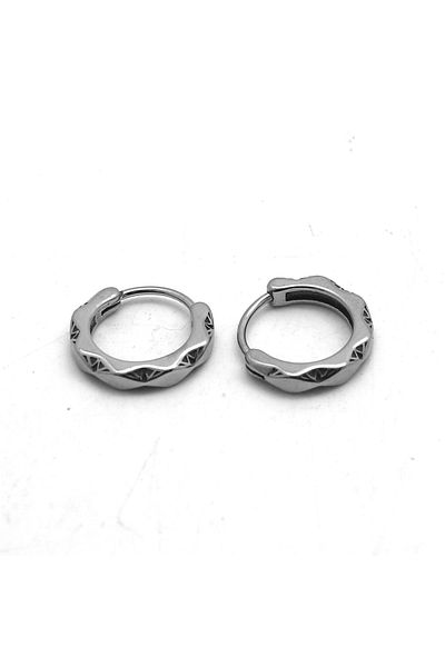Viking Tribal Striped Fine Processing Ring Snap-on 316l Steel Men's Earrings