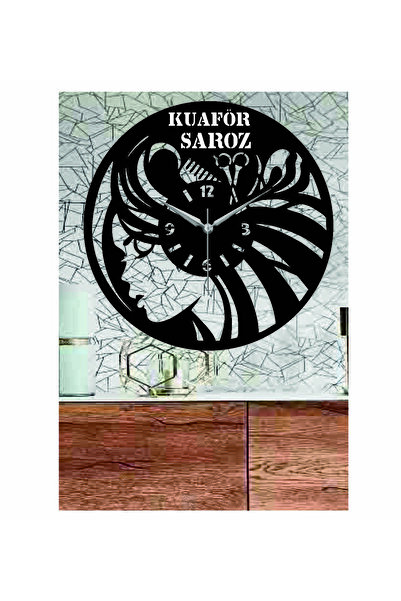 Genel Markalar Kuaför Ahşap Duvar Saati....üzerine Eklenecek Isim Sipariş Mes...