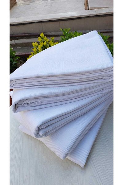TEKSTİLCİ Hotel Pique Double Self Patterned White Pique 100% Cotton 200x235