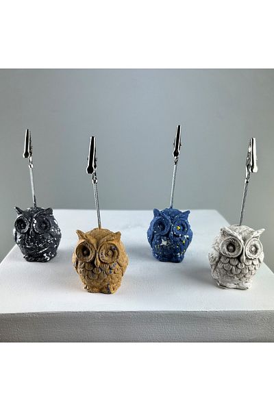 oasis decoration Gray Light Brown Gray Blue Antique Owl 4-Piece Note Holder Set