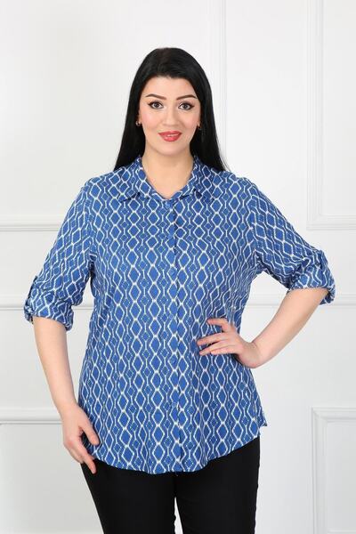 By Alba Collection Cămașă din bumbac din viscoză Indigo Baklava Slice